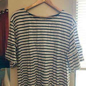 Zara Striped Flare Sleeve T-Shirt /Top